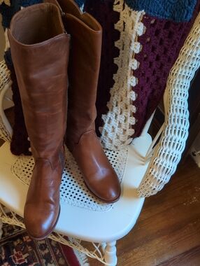 Frye Tall Leather Riding Boots in Brown